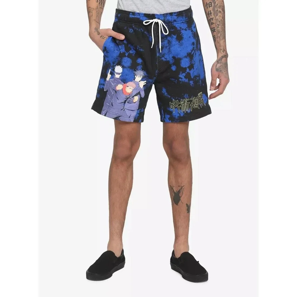 Hot Topic Men's Jujutsu Kaisen Drawstring Flat Front Shorts Blue & Black‎ Size S